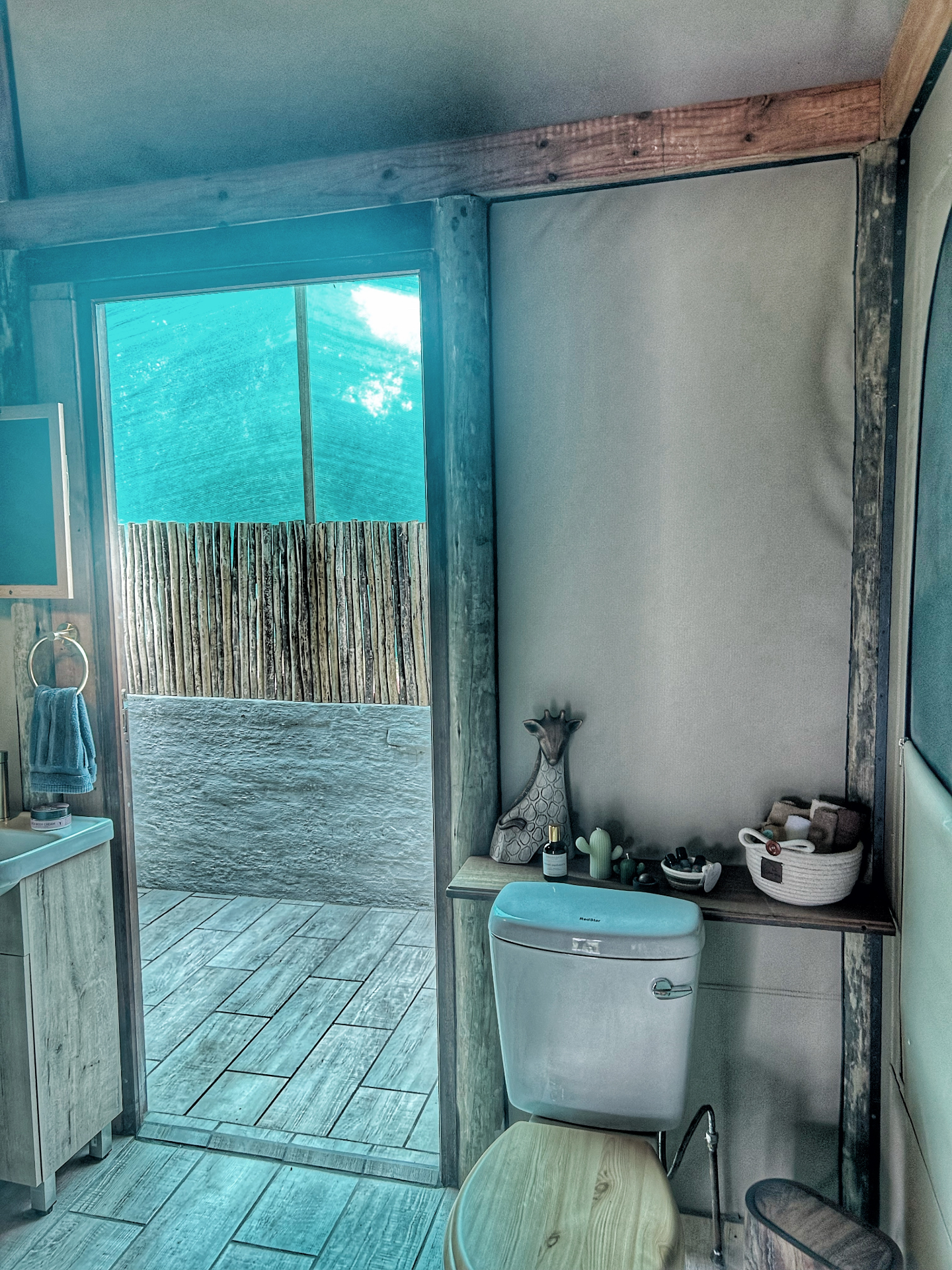 Marula tent bathroom with outside shower access